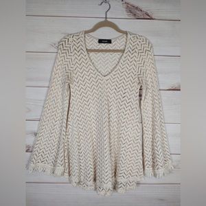 Zouki S Top Woman’s Ivory Boho Flare Fringes.